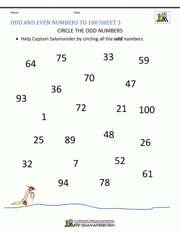 Odds and Evens Worksheet Number 14 Practice Student identifying odd and even numbers by filling in bubbles on a worksheet
