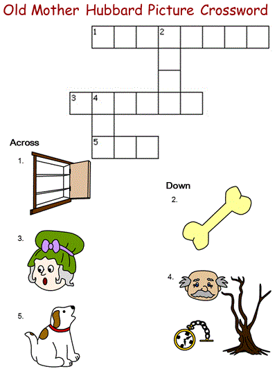Old Mother Hubbard worksheet for kindergarten phonics activity