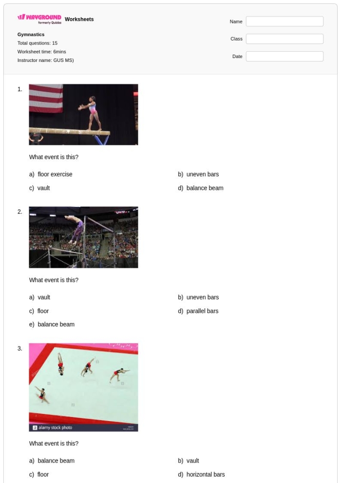 Worksheet featuring Olympic Math: Gymnastics scores for analyzing mean, median, and mode. Olympic Math Gymnastics Worksheet - Grade 5: Data Analysis and Bar Graph Practice.