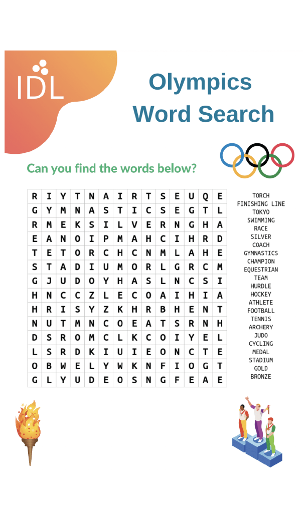 Olympic-themed word search worksheet for third graders to enhance logic skills