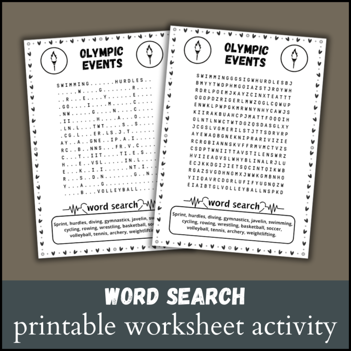 Olympic-themed word search worksheet for third graders to enhance their logic skills