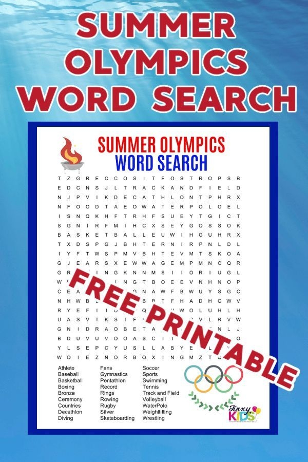 Olympic-themed word search worksheet for third graders to enhance their logic skills