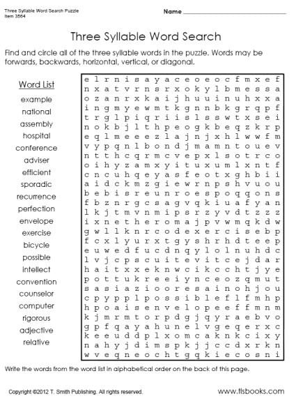 One Syllable Word Search worksheet for Pre-K kids to enhance vocabulary skills