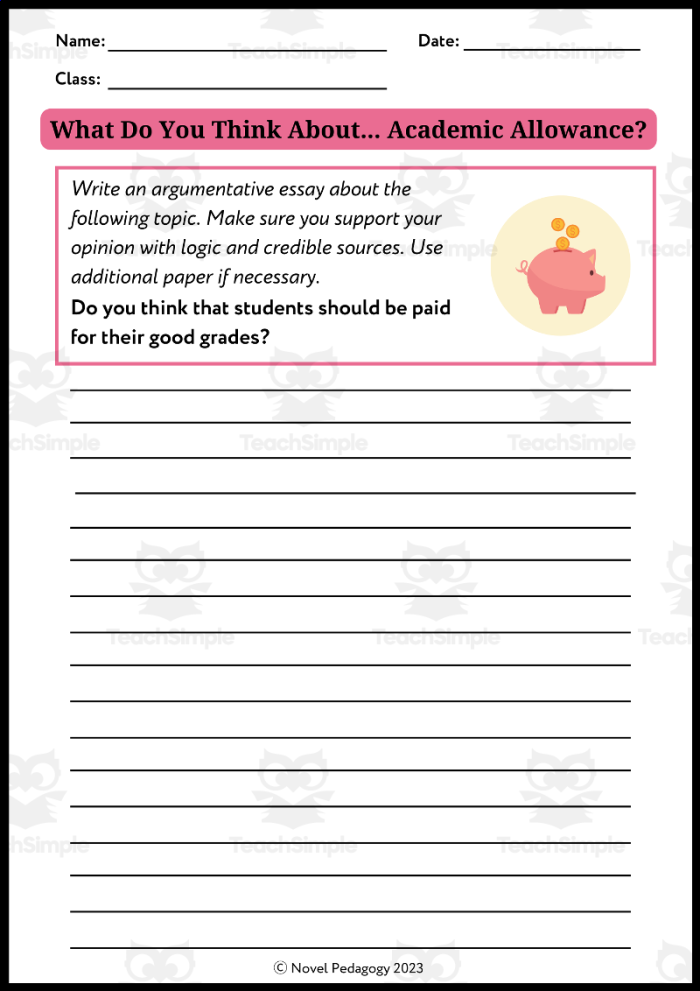 Opinion Essay Mixed Up Essay Worksheet Activity for Fourth Grade Students A fourth grade student worksheet showing mixed up essay sections that need to be reorganized into a persuasive essay structure with prompts for opinion, reasons, and conclusion