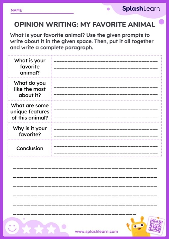 Graphic organizer for first graders to plan their opinion writing on favorite food