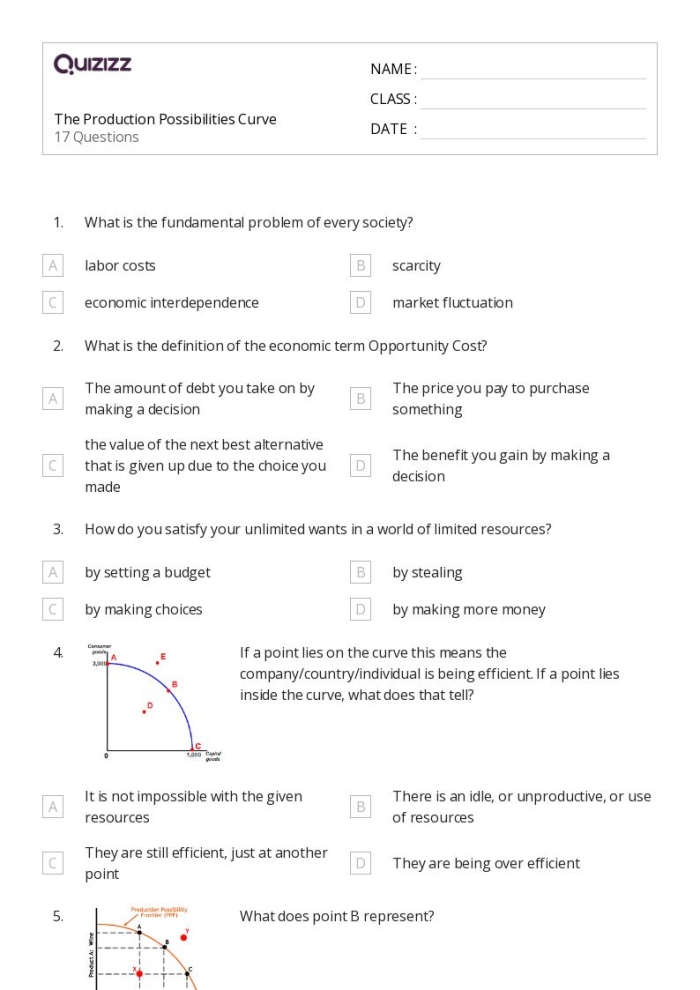 Engaging economics worksheet illustrating opportunity costs and choices for Grade 6 students Opportunity Costs worksheet for sixth graders focusing on trade-offs in decision-making