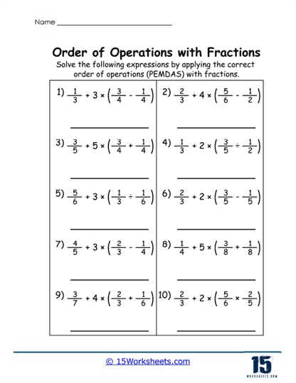 Worksheet for sixth graders on evaluating expressions with exponents and order of operations