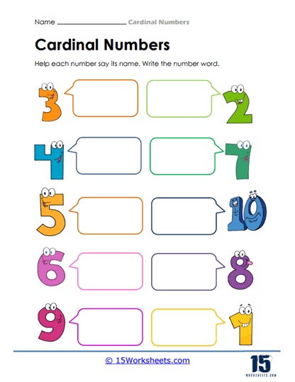 Worksheet for second graders to practice distinguishing between ordinal and cardinal numbers