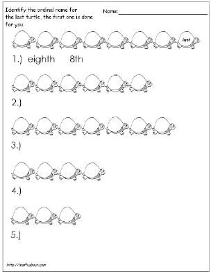 Worksheet for second graders to practice distinguishing between ordinal and cardinal numbers