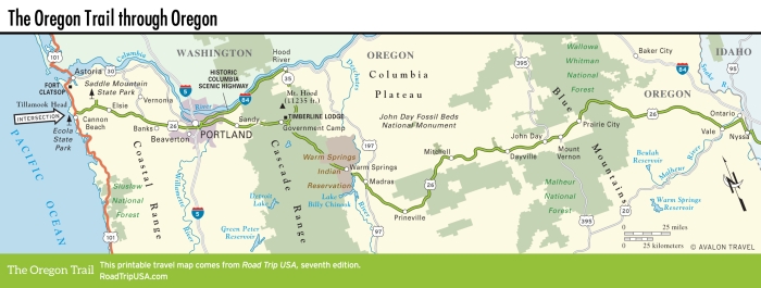 Oregon Trail Map 1843 Wagon Train Worksheet Number 10 A colorful map illustration showing the path of the 1843 wagon train trek across the American West for fourth grade students