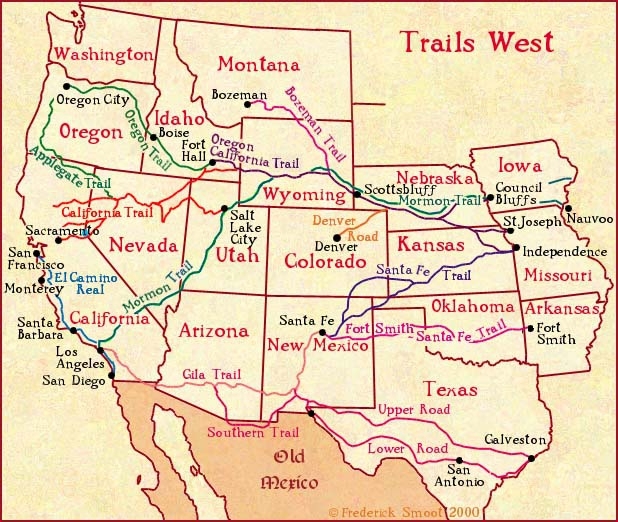 Oregon Trail Map 1843 Wagon Train Educational Worksheet Fourth grade worksheet showing a labeled map of the historic Oregon Trail route for the 1843 wagon train expedition