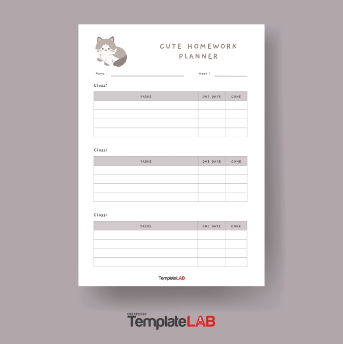 Back to school with a fun homework planner for kids to organize their tasks Colorful printable homework planner worksheet for second graders' algebra assignments