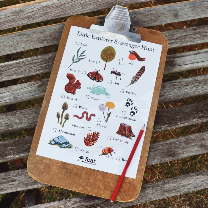 Outdoor Scavenger Hunt Worksheet Number Theory Lesson 4 Pre-K students counting and identifying nature items on a colorful outdoor scavenger hunt printable worksheet