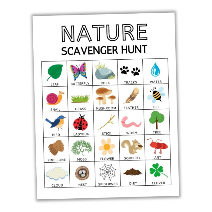Printable Outdoor Scavenger Hunt Worksheet for Preschoolers Number Theory Lesson 2 Pre-K student holding an Outdoor Scavenger Hunt worksheet in a grassy park