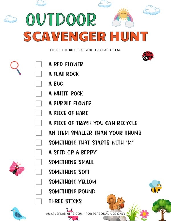Outdoor Scavenger Hunt Worksheet 9 for Pre-K Math Learning Pre-K printable scavenger hunt worksheet featuring number counting activities for outdoor nature exploration