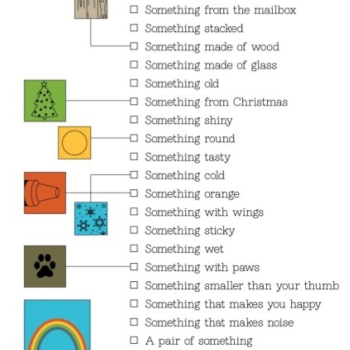 Engaging printable scavenger hunt for young naturalists to explore nature and learn number theory Colorful Outdoor Scavenger Hunt worksheet designed for Pre-K children to enhance observation skills