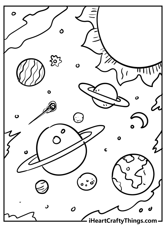 Outer Space Math worksheet designed for Pre-K students featuring fun subtraction exercises