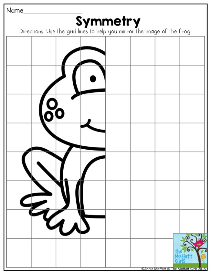 Learning Symmetry Owl Worksheet 22 Second grade student completing an owl symmetry drawing on a geometry grid