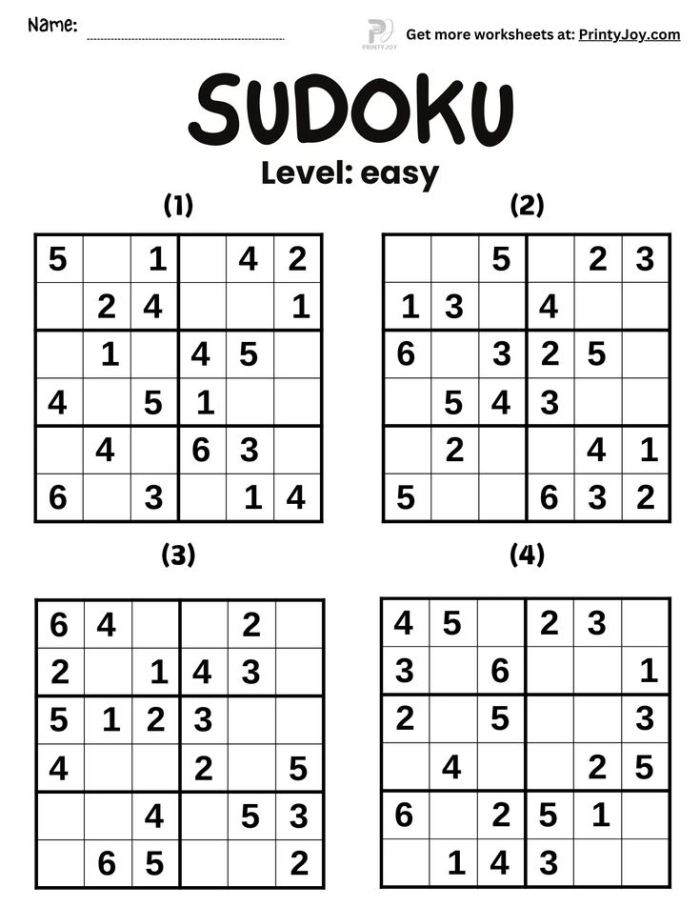 Paint by Number Sudoku 4 worksheet for fourth grade math practice