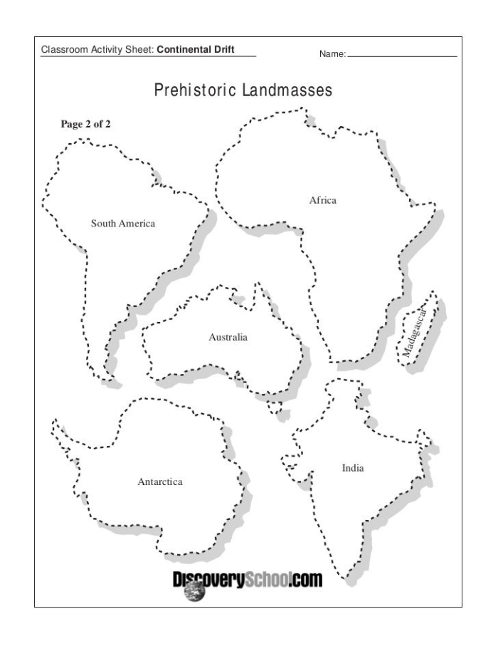 Educational resource on Pangea for social studies and science curriculum Pangea worksheet illustrating the theory of continental formation for Earth and Space Science students