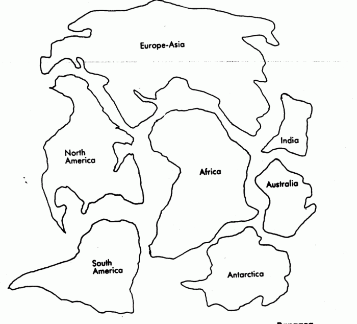 Educational resource illustrating Pangea for Earth and Space Science lessons Pangea worksheet for students exploring continental formation theories