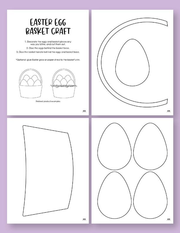 Paper Easter basket craft activity for kindergarten students to make their own mini Easter baskets A child's hands holding a colorful paper Easter basket craft made from folded construction paper with Easter eggs and decorations inside