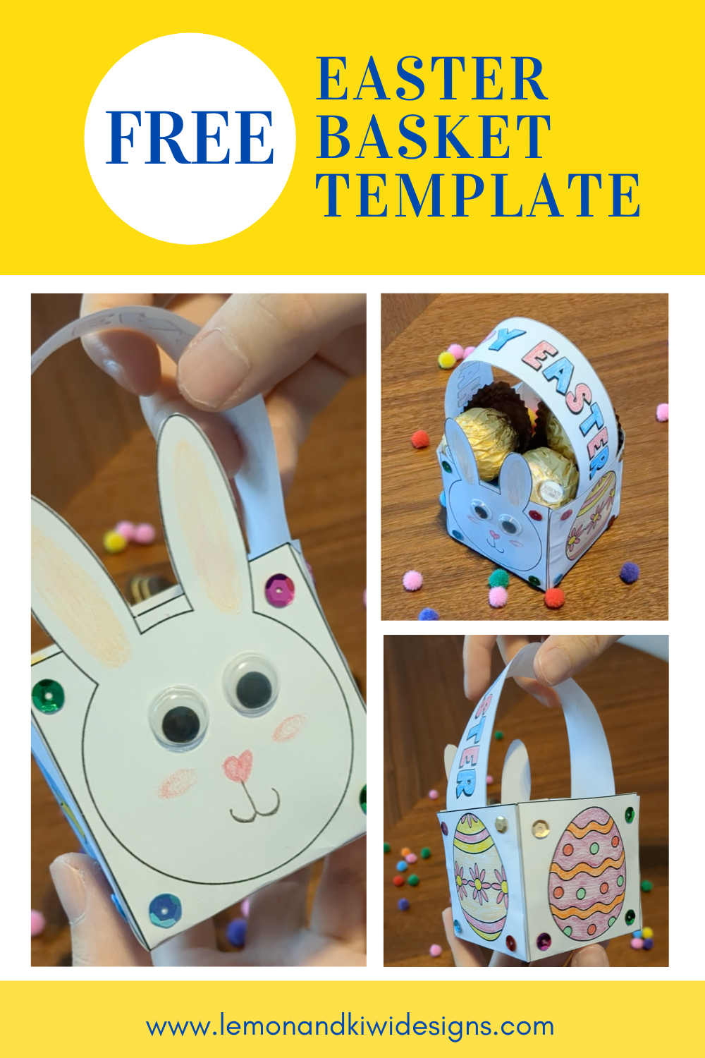 DIY Paper Easter Basket Craft for Kindergarten Students A child's hands holding a colorful paper Easter basket craft filled with paper eggs and decorations