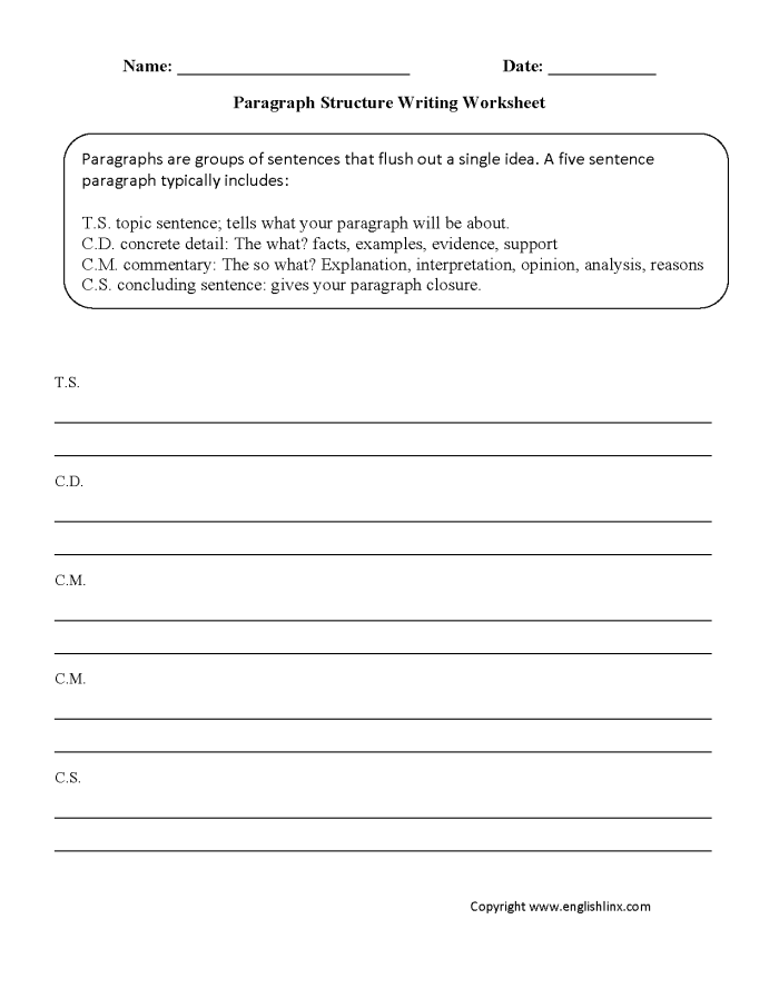 Second grade paragraph writing worksheet featuring a structured graphic organizer for kids