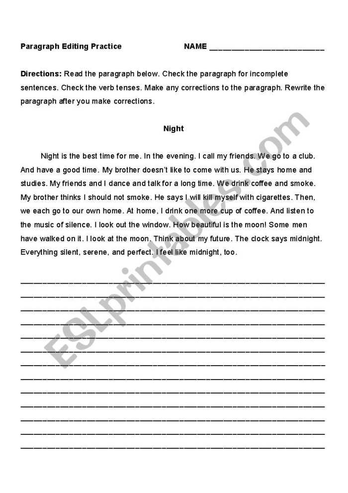 Fifth grade paragraph editing worksheet featuring a Victorian gentleman love letter