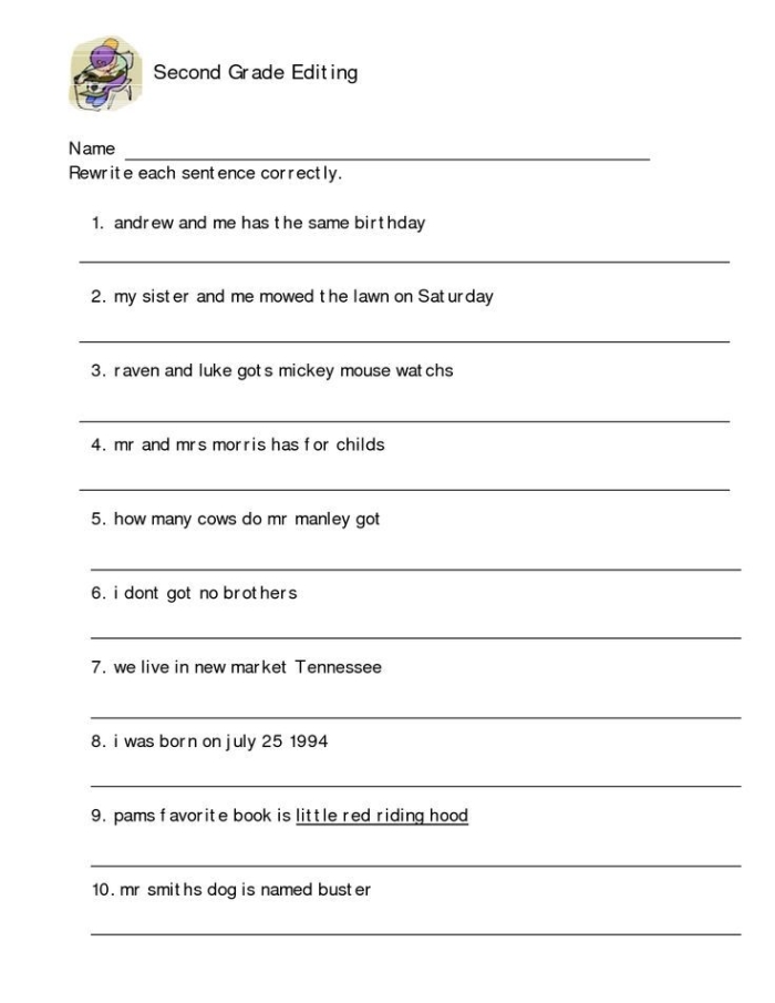 Fifth grade paragraph editing worksheet featuring a Victorian gentleman love letter
