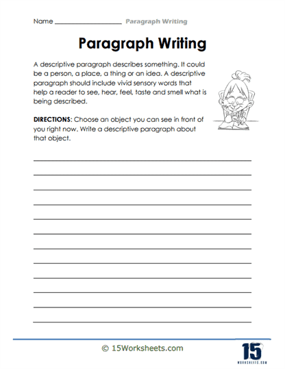 Paragraph writing worksheet for second graders featuring a graphic organizer