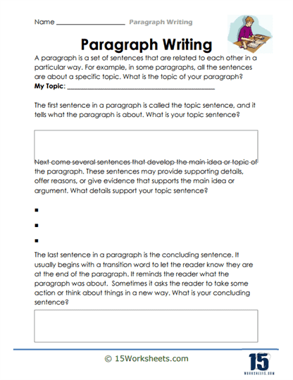 Second grade students practicing paragraph writing with rhyming words on a worksheet exercise