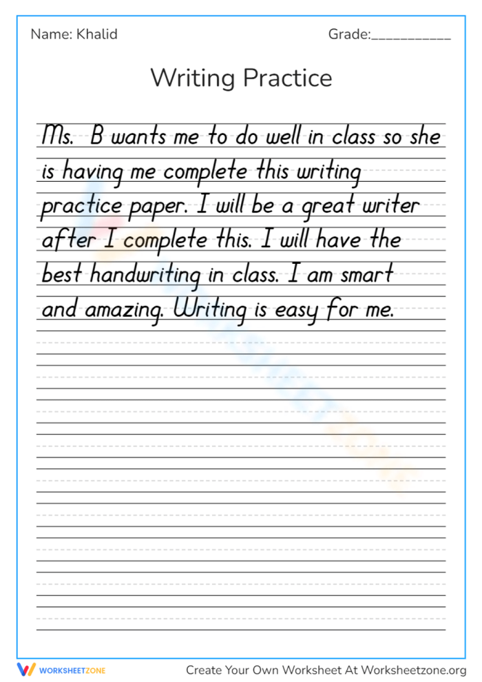 Second grade students practicing paragraph writing with rhyming words on a worksheet exercise