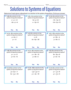 Two lines of parallel lines with different slopes representing a system with no solution in an eighth grade math worksheet