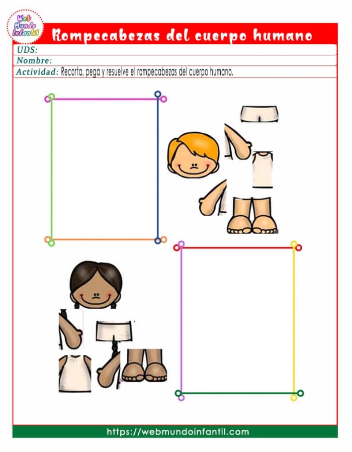 Partes del Cuerpo Practice Sheet 12 for Elementary Spanish Learners Fourth grade Spanish worksheet showing labeled diagrams of human body parts with exercises to practice spelling and pronunciation of partes del cuerpo