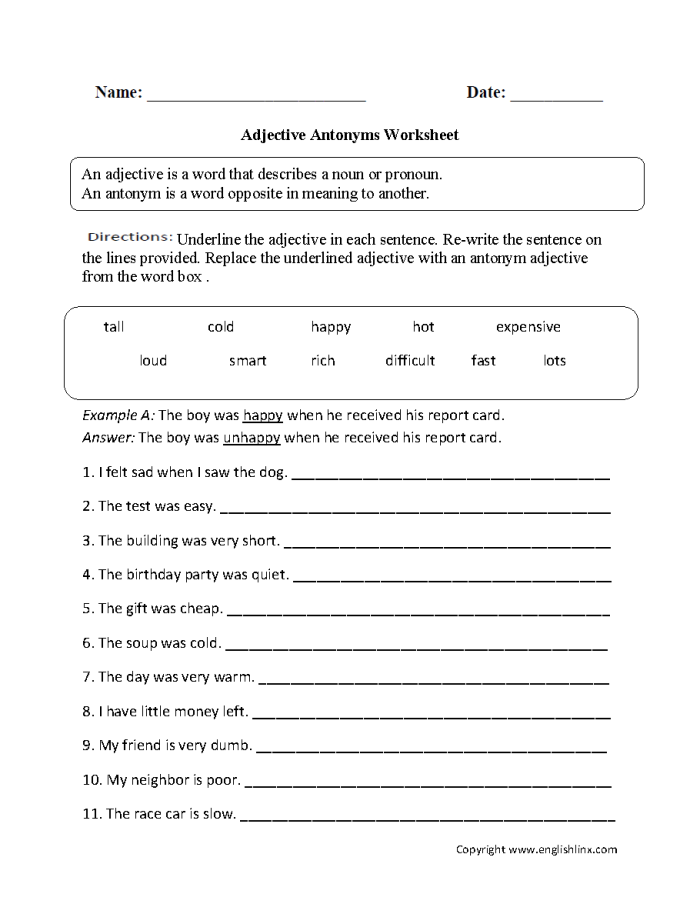 Fifth grade students completing a parts of speech assessment worksheet with grammar exercises