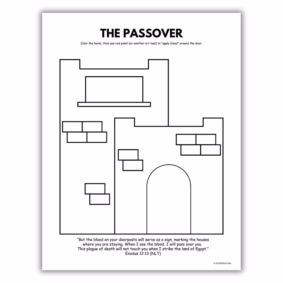 Engaging Passover meal illustration for early learners to color and explore Passover Coloring Page worksheet featuring ceremonial foods for preschoolers