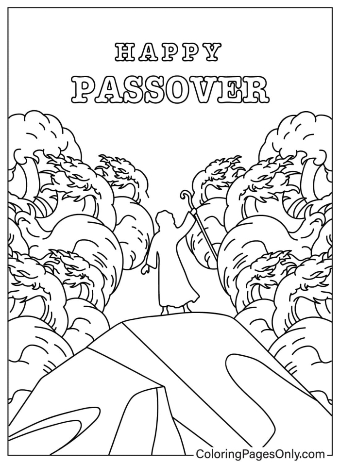 Passover Coloring Page worksheet for Pre-K learning activities Coloring page worksheet featuring traditional Passover foods for preschoolers