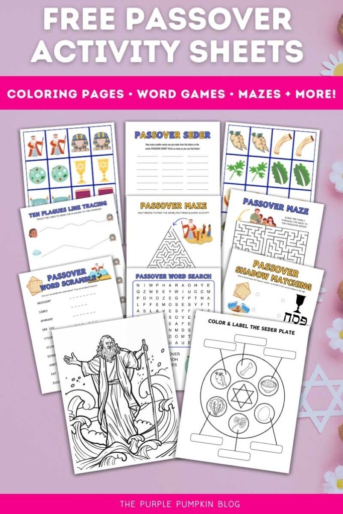 A child coloring worksheet featuring the story of Passover with an illustration of the pharaoh to color in
