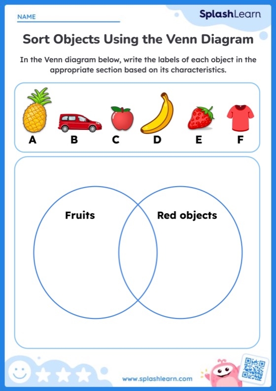 Children engaging with a Venn diagram worksheet to sort items into past and present categories