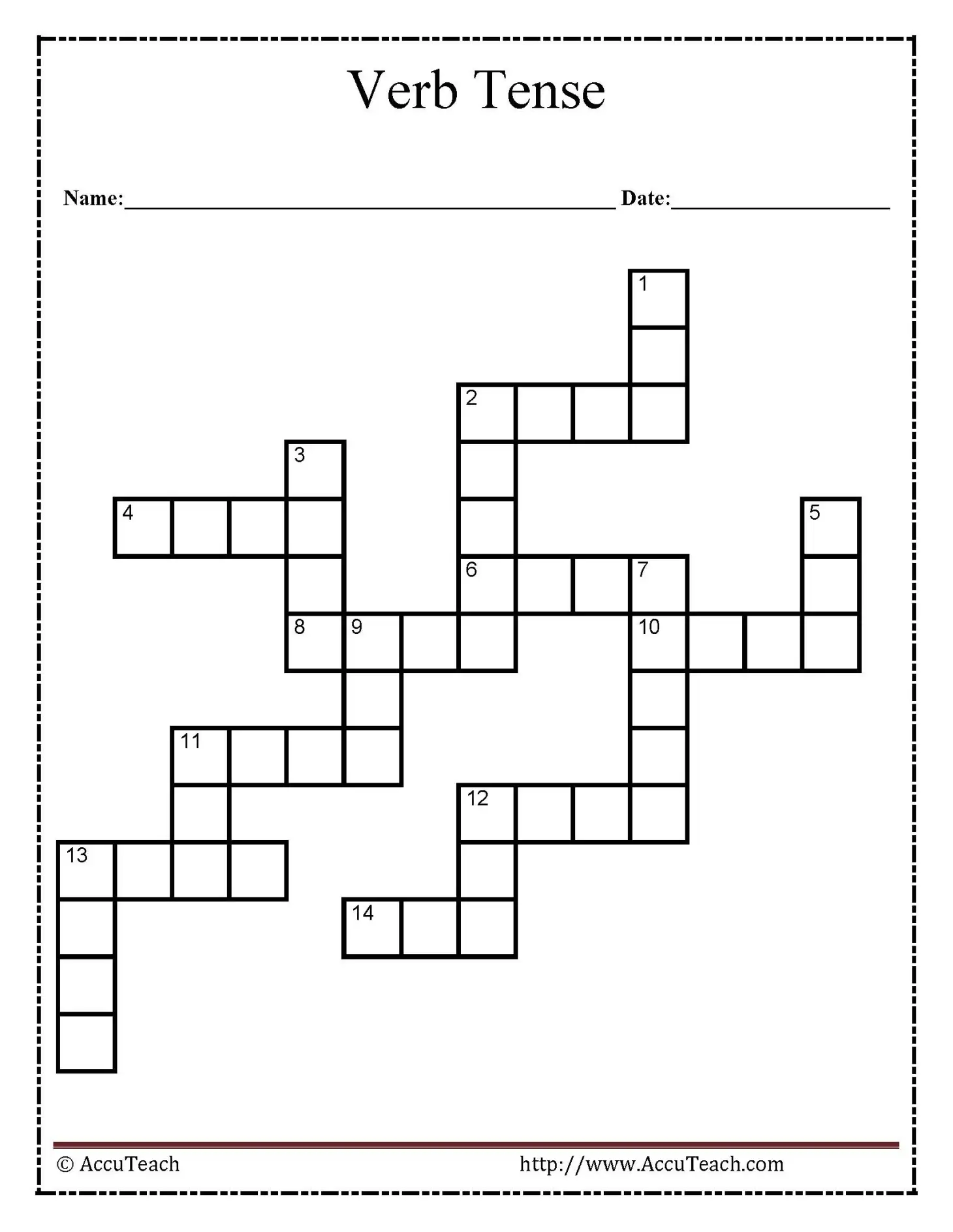 Engaging crossword puzzle to reinforce past tense verb skills in young learners Past tense verb crossword puzzle worksheet for second graders practicing irregular verbs