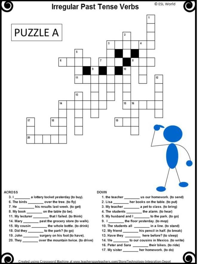 Engaging past tense verb crossword for young learners to enhance their skills Crossword puzzle worksheet for practicing past tense verbs in second grade reading