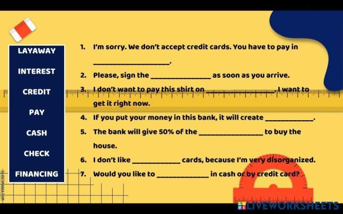 Worksheet illustrating various payment methods for second graders