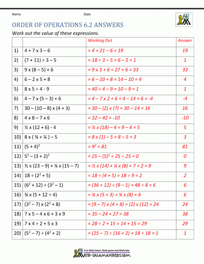 Fifth grade math worksheet featuring PEMDAS order of operations practice problems