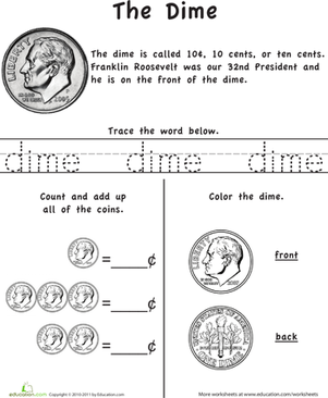Kids enjoy tracing letters and counting on this fun penny worksheet