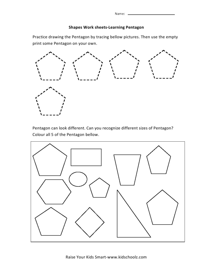 Interactive worksheet for understanding pentagon perimeter in a fun way Pentagon Perimeter Practice worksheet for fourth-grade students focusing on perimeter calculations