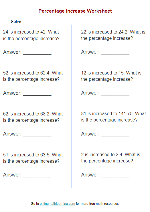 Seventh grade students solving percent of change word problems involving money and time