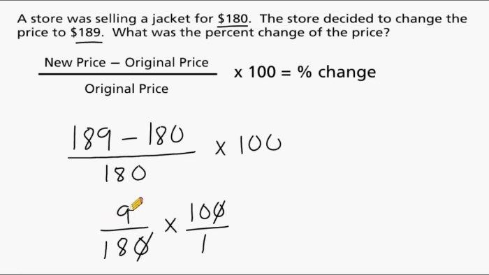 Seventh grade math worksheet featuring word problems about calculating percent of change in time and money
