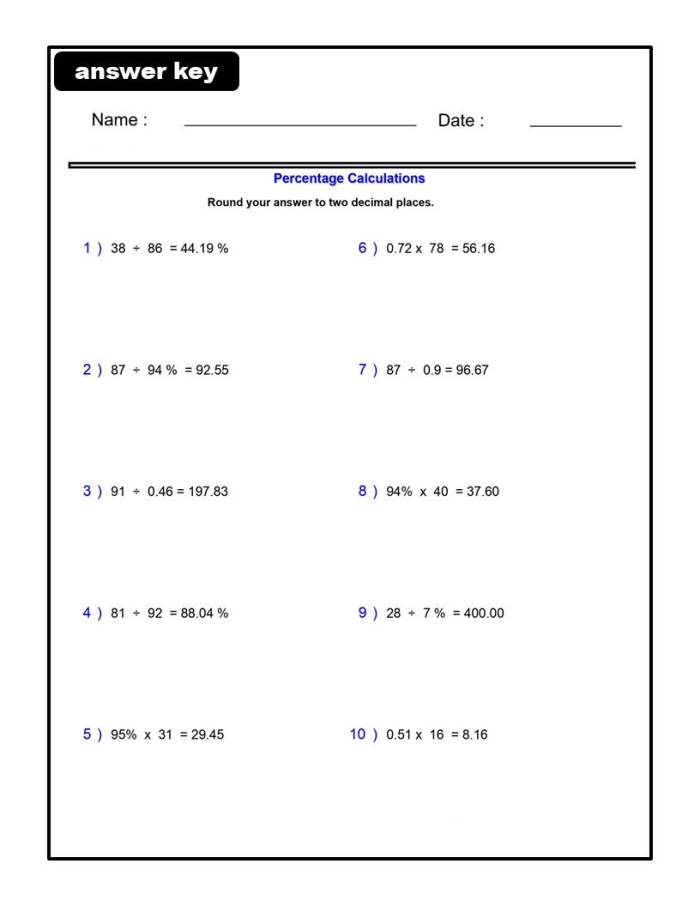 Worksheet featuring percent of change word problems for seventh graders in a time and money context
