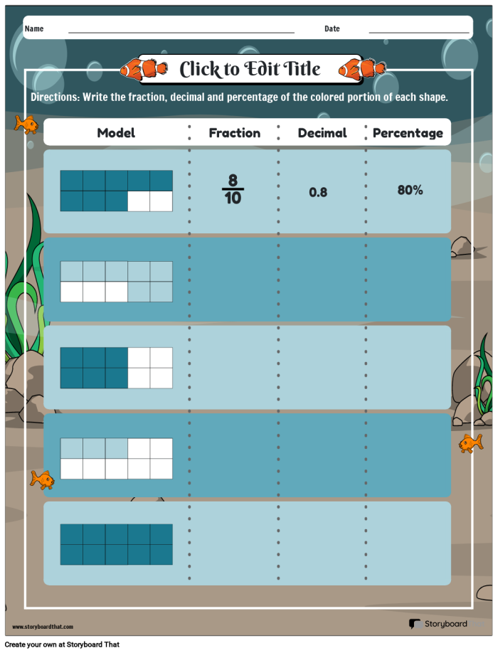 Sixth grade student working through percent conversion problems comparing fractions decimals and percentages on a math worksheet